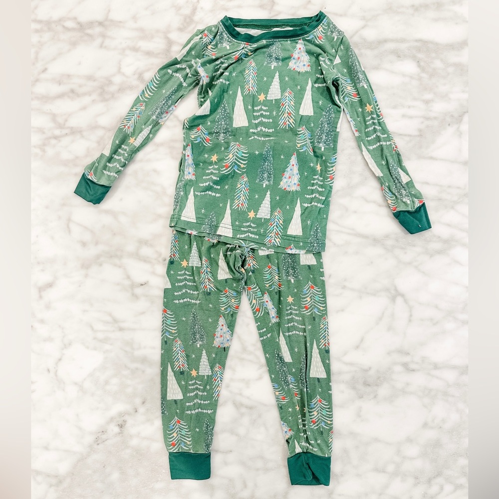 Little Sleepies Green Christmas Trees Pajama Set - 2T